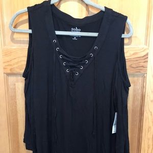 NY&Co. lace up cold shoulder 3/4 sleeve shirt